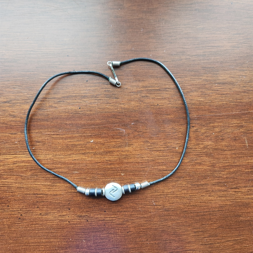 💎Minimalist Black Cord Necklace with Silver Pendant